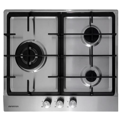 Placa de gas Infiniton GAS-320WB 3 zonas 60 cm Inox - vista frontal