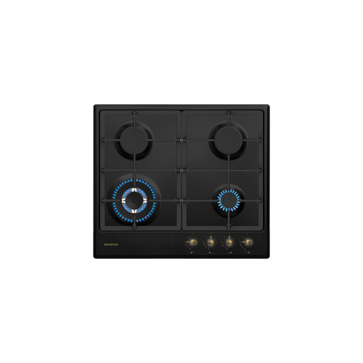 Placa de gas Infiniton GAS41RO 4 zonas 60 cm Negro Rústico - vista frontal