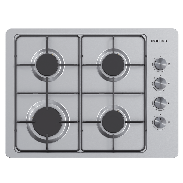 Placa de gas Infiniton GAS43BXAL 4 zonas 60 cm Inox - vista frontal