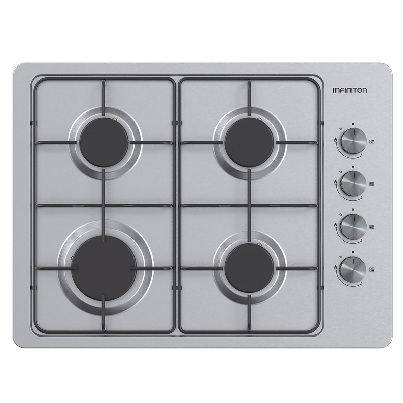 Placa de gas Infiniton GAS43BXAL 4 zonas 60 cm Inox - vista frontal