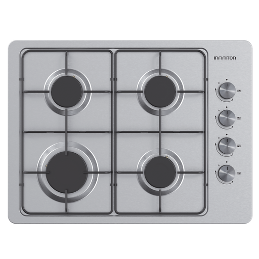 Placa de gas Infiniton GAS43BXAL 4 zonas 60 cm Inox - vista frontal