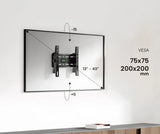 Soporte Genium GSPIN43 montado detrás de una TV: VESA 75x75 a 200x200 e inclinación +5° -15°