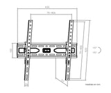 Medidas del soporte Genium GSPIN75: 435 x 420 mm y 53 mm de separación a la pared