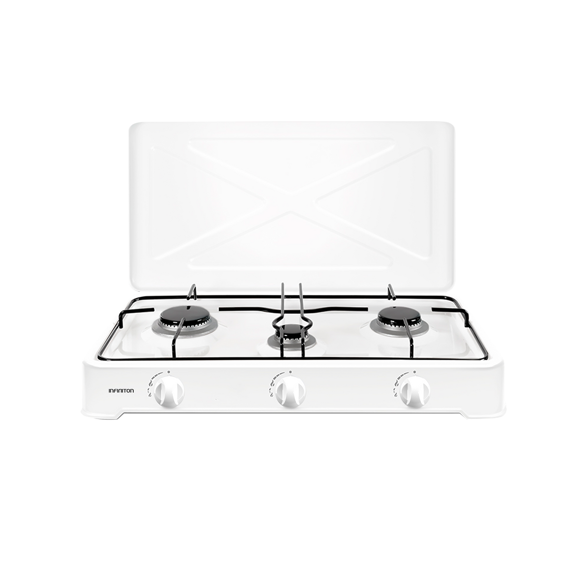 Hornillo de gas Infiniton GGP-3B Blanco - vista frontal