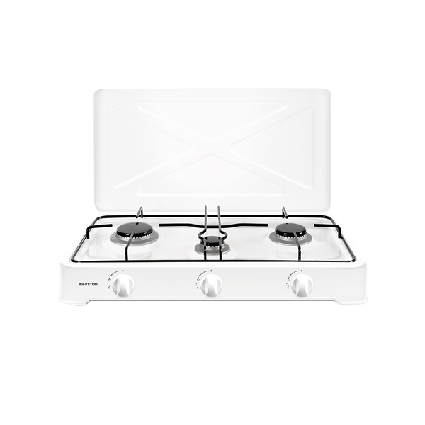 Hornillo de gas Infiniton GGP-3B Blanco - vista frontal
