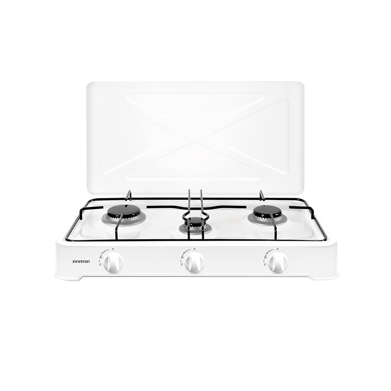 Hornillo de gas Infiniton GGP-3B Blanco - vista frontal