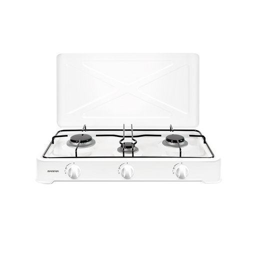 Hornillo de gas Infiniton GGP-3B Blanco - vista frontal