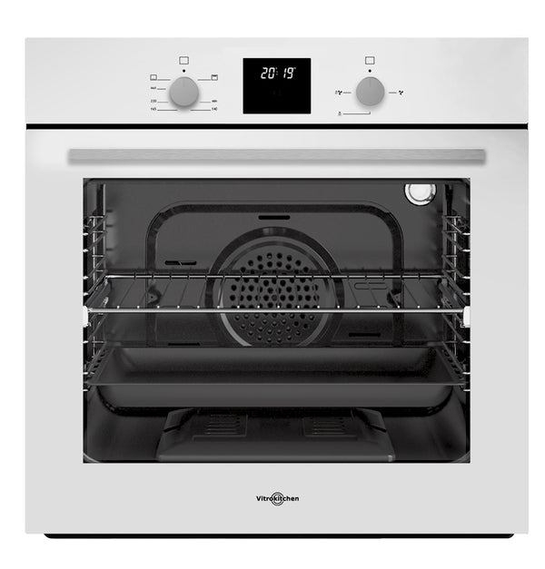 Horno de gas Vitrokitchen HG602 blanco de 60 cm con la puerta abierta
