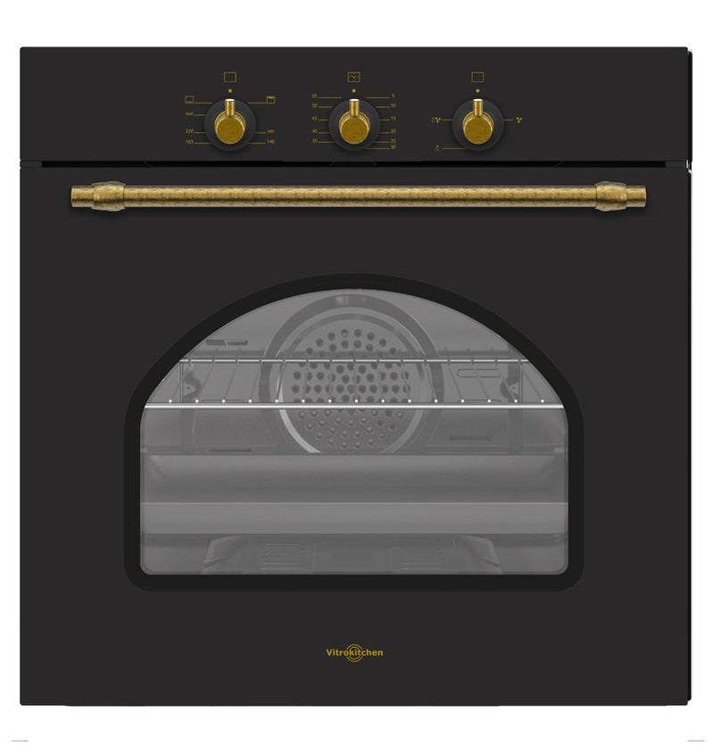 Horno de gas Vitrokitchen HG602 rústico en antracita con tiradores de época