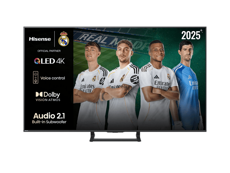 Televisor Hisense 75A7Q QLED 4K de 75 pulgadas con Dolby Vision Atmos y subwoofer, vista frontal
