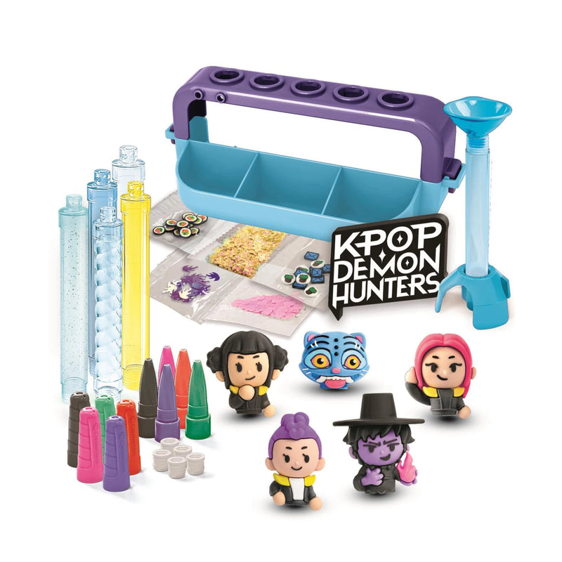 Contenido del kit Pen Creator Studio K-Pop Demon Hunters: estacion, rellenos, figuras y accesorios