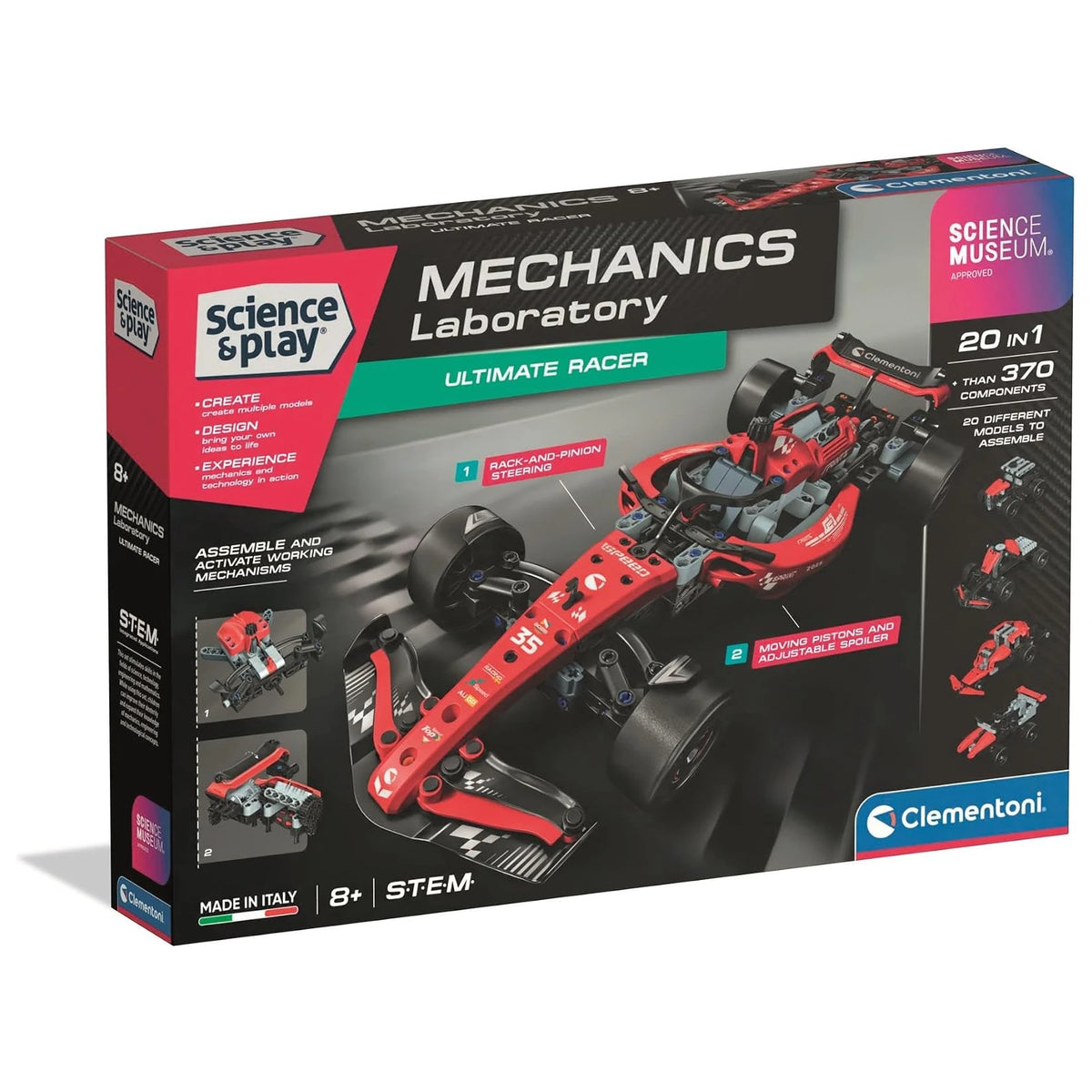 Caja del Clementoni Mechanics Laboratory Ultimate Racer con el monoplaza montado