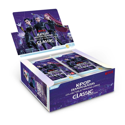 Caja de 12 sobres Kayou K-Pop Demon Hunters Classic Edition abierta mostrando los sobres precintados