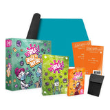 Pack Virus!: Virus! Roll & Write, juego de cartas Virus!, expansión Halloween, tapete mini de neopreno azul, dos paquetes de fundas y deck box negra