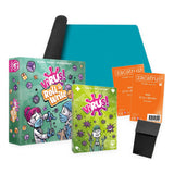 Pack Virus!: Virus! Roll & Write, juego de cartas Virus!, tapete mini de neopreno azul, dos paquetes de fundas y deck box negra