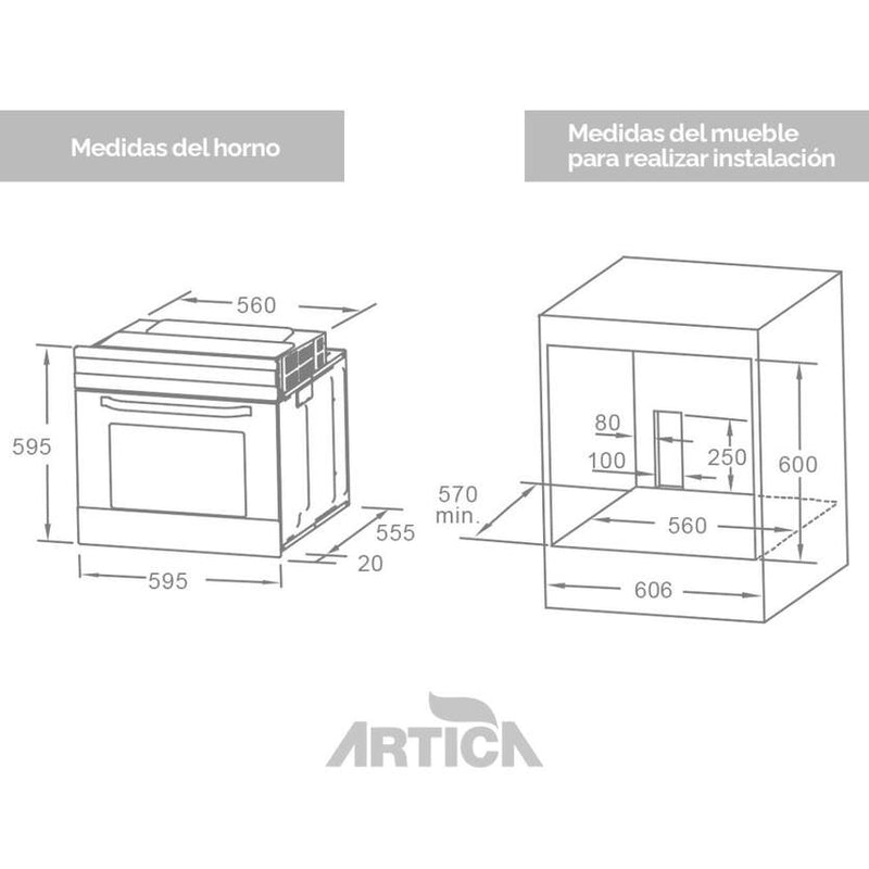 Horno Artica AHB7003X Estático 70L - Eficiencia Energética A