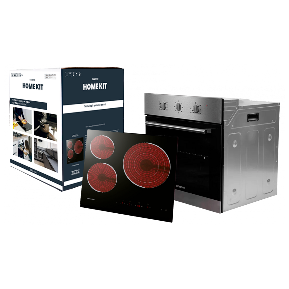 Pack horno + vitrocerámica Infiniton HV-CB65H30 65Litros Inox - vista frontal