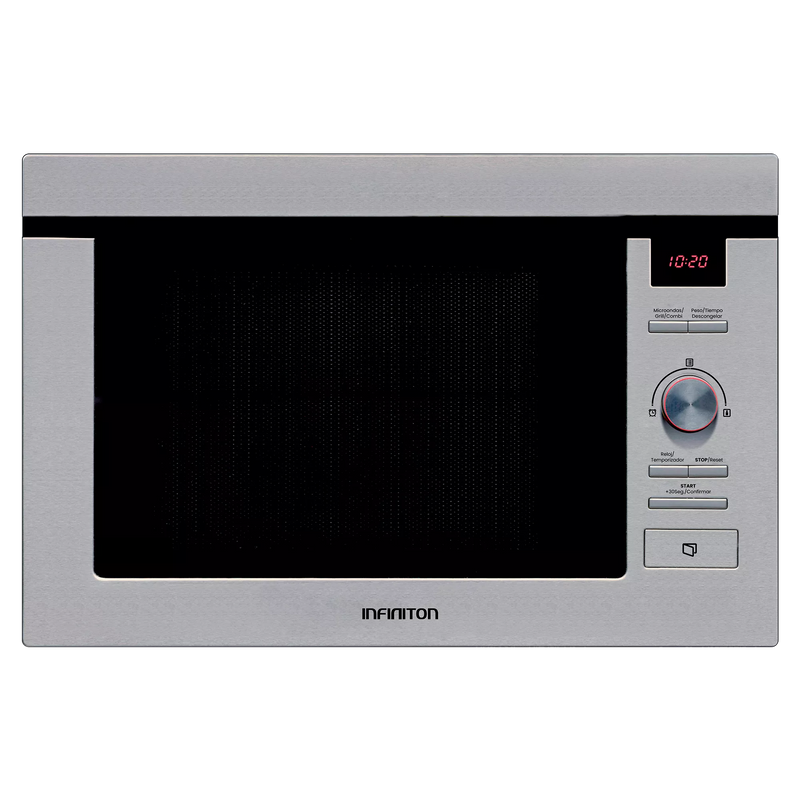 Microondas integrable Infiniton IMW-1625 de 25 litros en acero inoxidable con grill de cuarzo y display LED