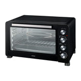 Horno de sobremesa Infiniton HSM-25N60 negro de 60 litros, vista frontal con el asador giratorio dentro