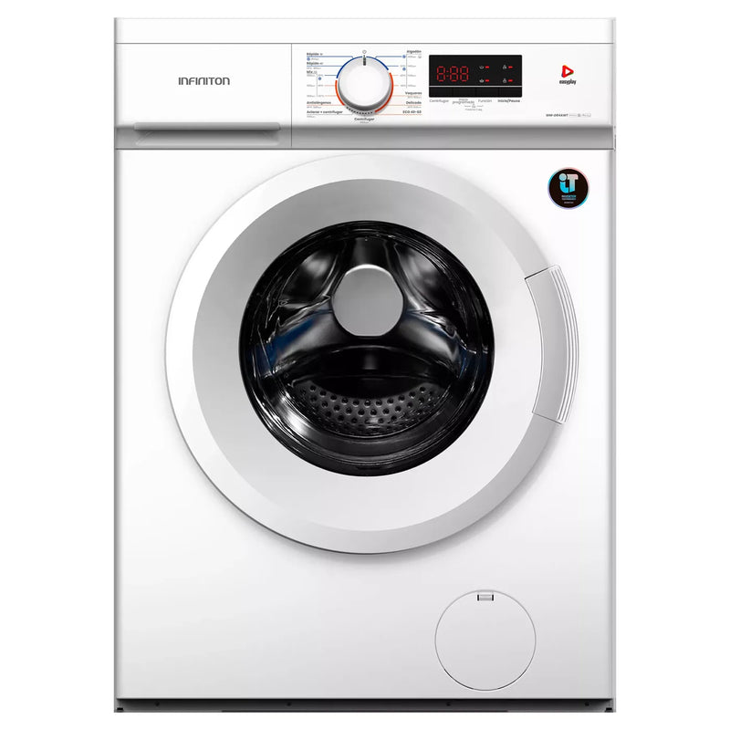 Lavadora Infiniton WM-D84AWT de 8 kg, carga frontal, 1400 rpm, clase A, motor Inverter, Vapor Care, color blanco