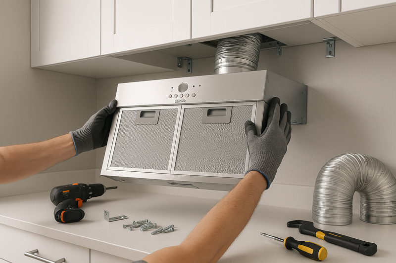 Instalación profesional del grupo filtrante Cata GT Plus 45 en cocina moderna