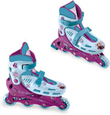 ista lateral de los patines en línea Frozen ajustables, ideales para niñas de talla 33 a 36