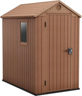 Caseta de jardín Keter Darwin 6x4 245957 efecto madera marrón con ventana y puerta