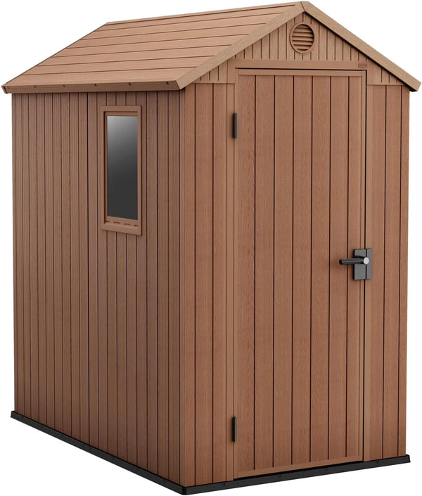 Caseta de jardín Keter Darwin 6x4 245957 efecto madera marrón con ventana y puerta