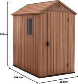 Medidas de la caseta Keter Darwin 6x4: 184,5 x 125,8 x 205 cm