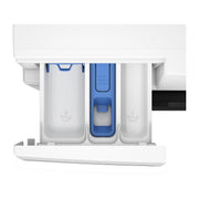 Cajón de detergente de la lavadora Beko BM3WFT3941WB con los compartimentos de detergente y suavizante
