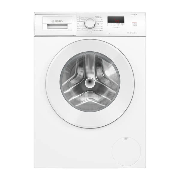 Lavadora Bosch WGE03200EP blanca de carga frontal, 8 kg y 1200 rpm, vista frontal