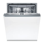 Lavavajillas Bosch SMV4HVX14E totalmente integrable, vista frontal con la puerta entreabierta y las tres cestas