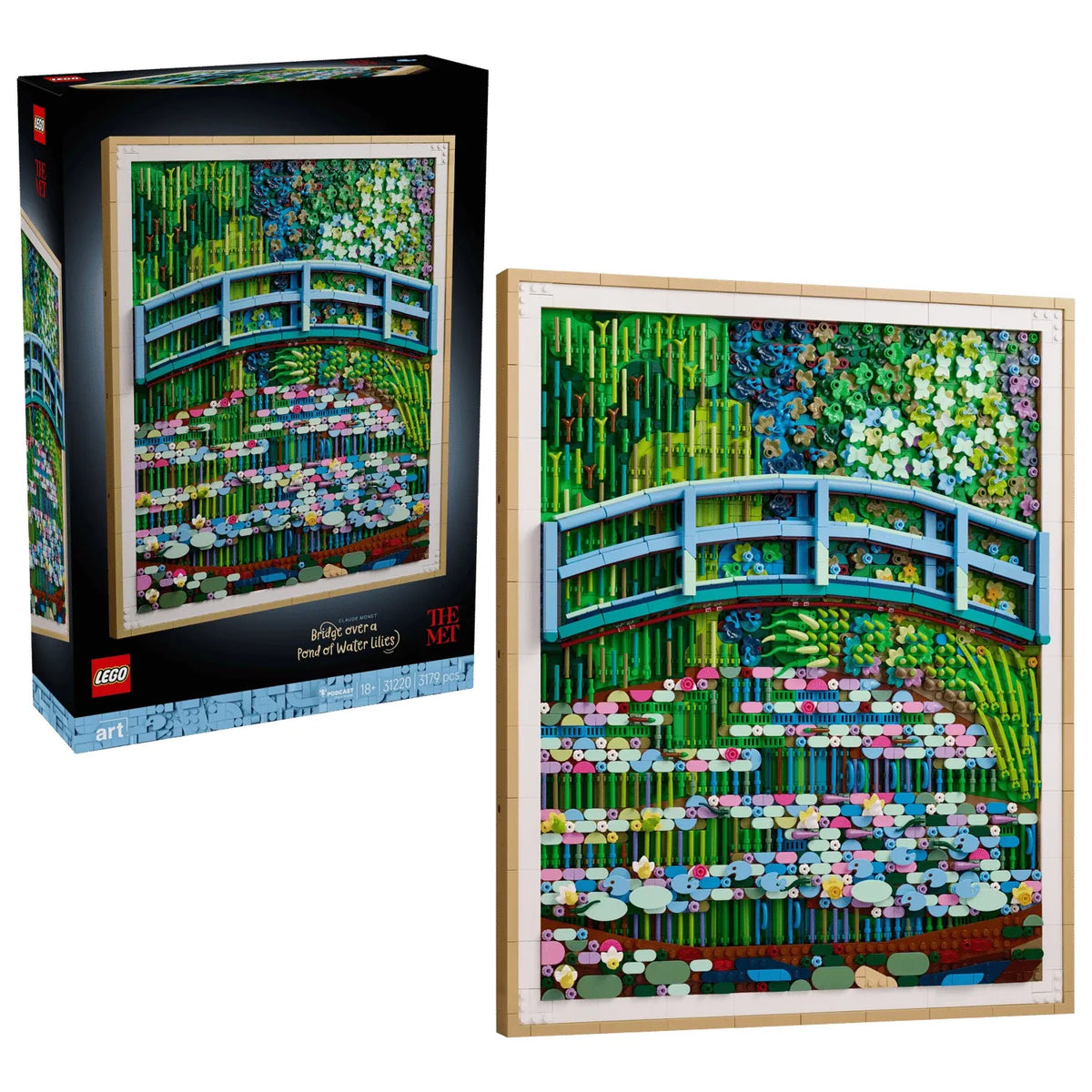 Caja y cuadro construible LEGO Art Claude Monet Puente sobre Estanque de Nenúfares 31220