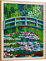 Mosaico LEGO del puente japonés y los nenúfares de Monet montado, 3179 piezas