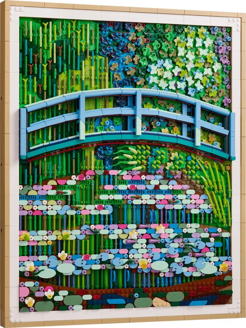Mosaico LEGO del puente japonés y los nenúfares de Monet montado, 3179 piezas