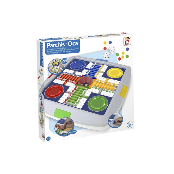 Chicos Parchís y Oca Automático 4 Jugadores (64001) - Tablero Reversible con Dado Integrado