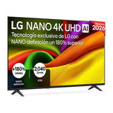 Televisor LG 65 pulgadas 65NU8E0B3LA NANO 4K UHD AI, vista frontal con peana
