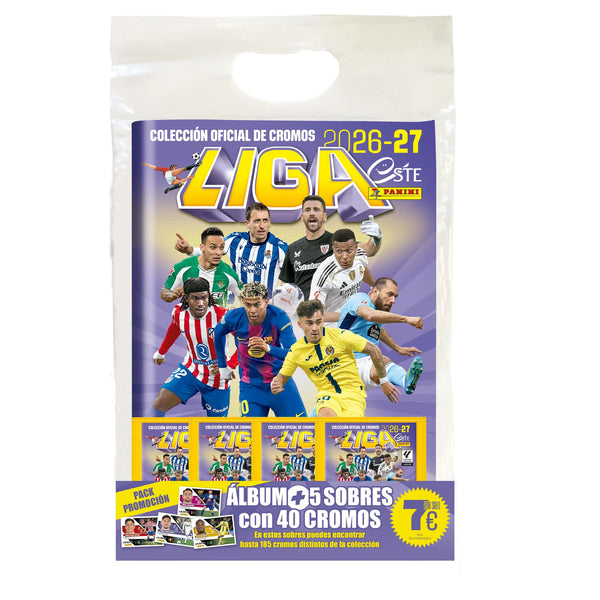 Starter Pack Panini Liga Este 2026/27 con álbum y 5 sobres de cromos de LaLiga EA Sports