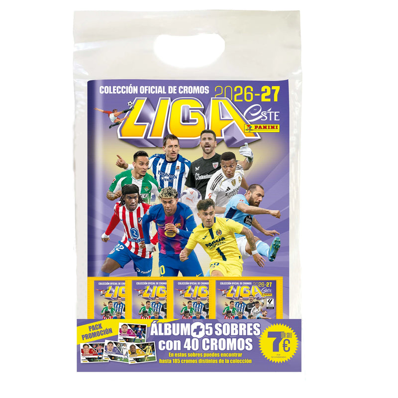 Starter Pack Panini Liga Este 2026/27 con álbum y 5 sobres de cromos de LaLiga EA Sports