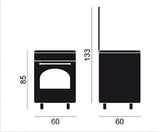 Medidas de la cocina rústica Vitrokitchen RU6060: 60 cm de ancho, 60 de fondo y 85 de alto