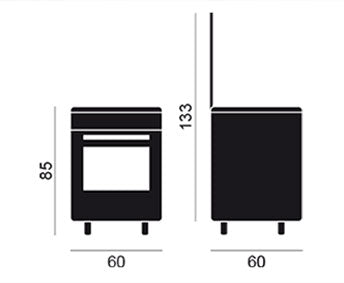 Medidas de la cocina Vitrokitchen CB60: 60 cm de ancho, 60 de fondo y 85 de alto