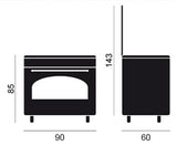 Medidas de la cocina rústica Vitrokitchen RU9060: 90 cm de ancho, 60 de fondo y 85 de alto