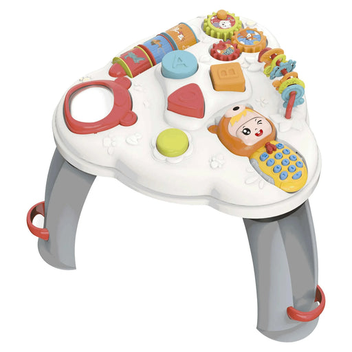 Mesita Activity Infant Planet montada con patas y sus 7 actividades a la vista