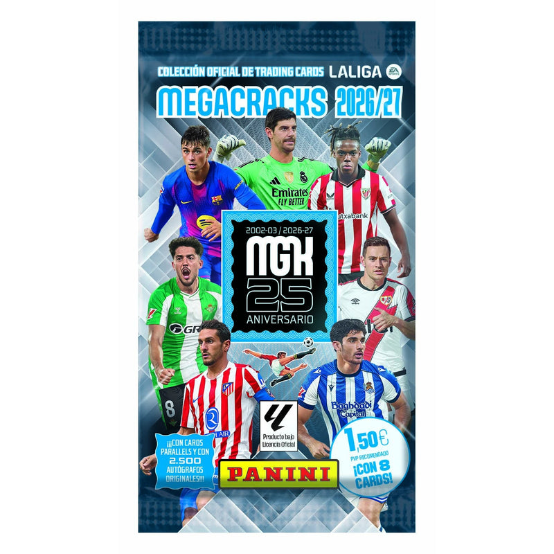 Sobre Panini MegaCracks 2026/27 con 8 trading cards oficiales de LaLiga