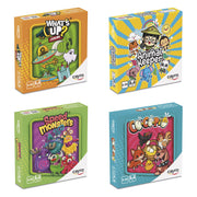 Pack de 4 minijuegos Cayro: las cajas de What's Up? Junior Mini, Animal Keeper Mini, Speed Monsters Mini y Co-co-pio Mini
