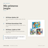 Infografía: qué incluye el pack Cayro Mis primeros juegos con Ajedrez 169, Rummiclasic 7044 y ¿Quién es? 849