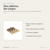 Infografía: ajedrez y damas de madera Cayro, dos juegos con su tablero para 2 jugadores