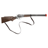 Rifle Cowboy Gonher 98/0 plateado con culata imitación madera y correa
