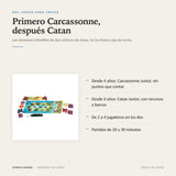 Infografía: Carcassonne Junior desde 4 años y Catan Junior desde 6, de 2 a 4 jugadores