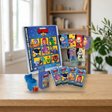 Panini Brawl Stars Trading Cards Temporada 2 — Pack de Inicio Archivador + 8 Sobres sobre una mesa de madera
